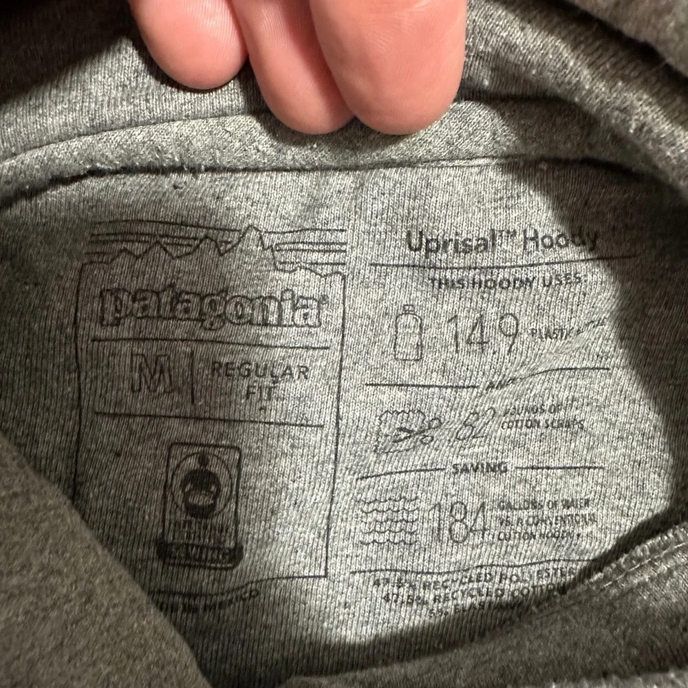 Patagonia P-6 Logo Uprisal Hoody Stretch Gravel Heather‎ Grey Mens Size Medium